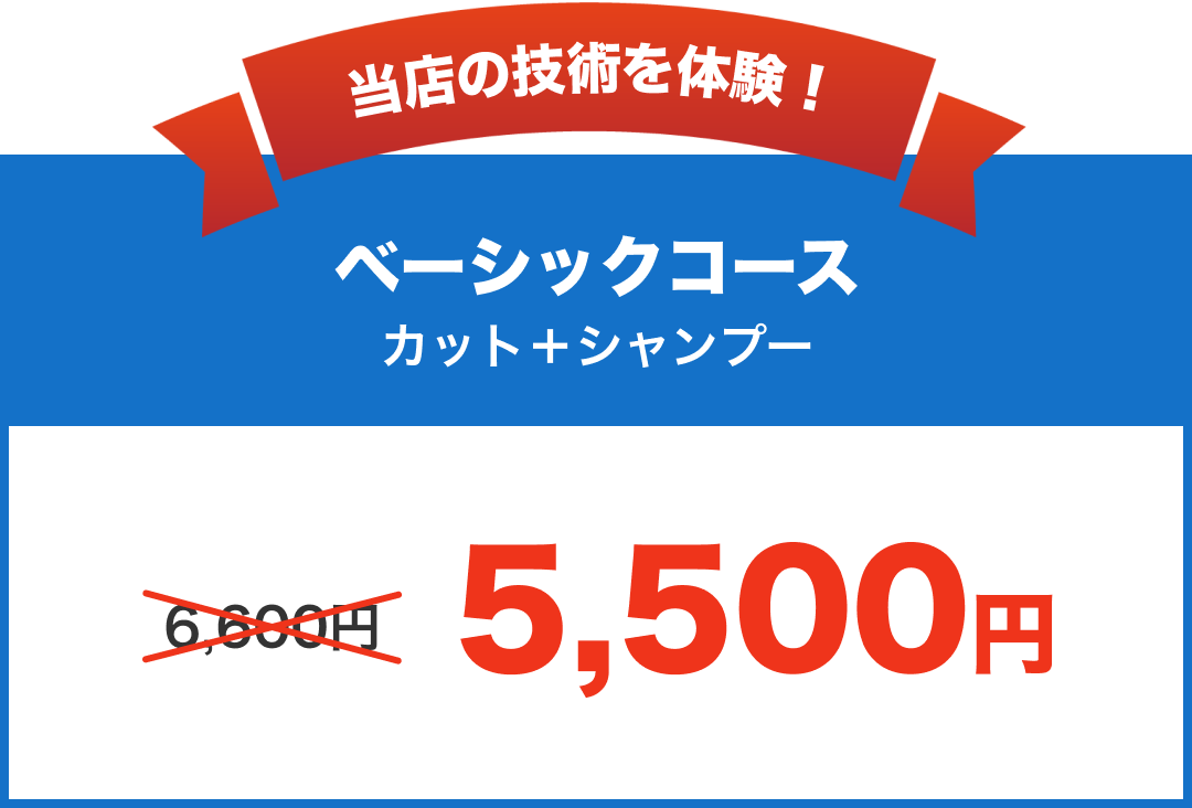 ベーシックコース カット＋シャンプー 5,500円